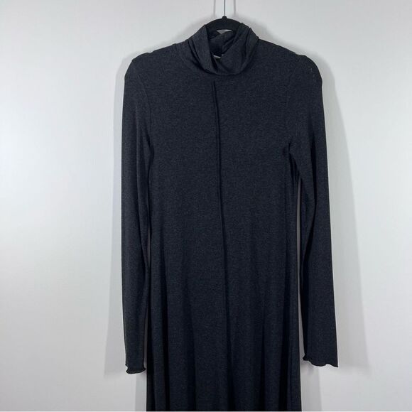 Mango charcoal gray ribbed knit turtleneck midi dress - Picture 2 of 3